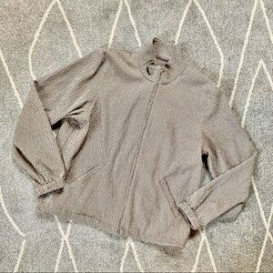 Orvis Vintage Brown Gingham Crinkle Zip-up Jacket